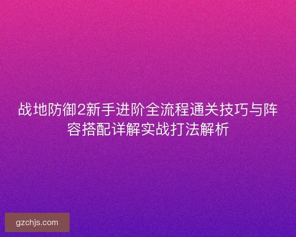 战地防御2新手进阶全流程通关技巧与阵容搭配详解实战打法解析